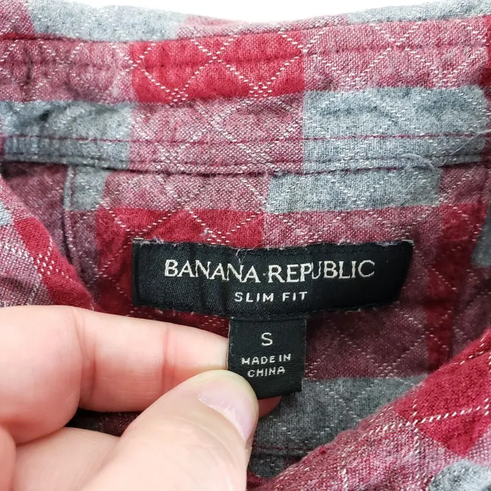 Banana Republic Heritage Workwear Quilted Flannel Shirt Mens S Slim Fit Plaid